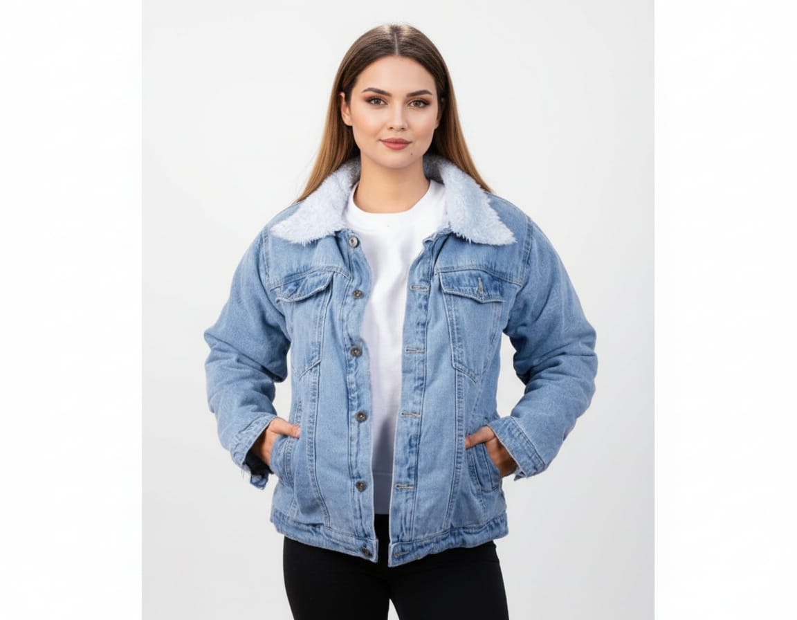 Denim fur jacket