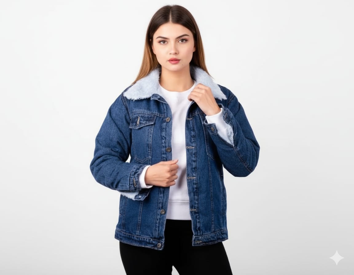 Denim fur jacket